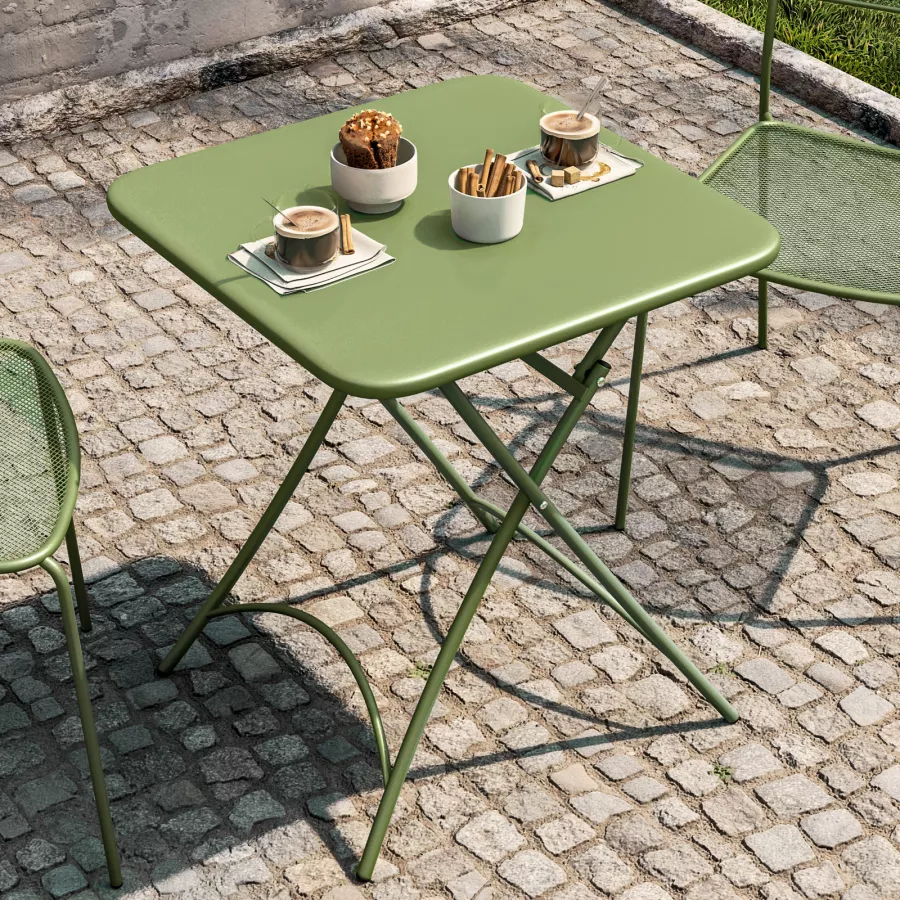 Tavolo pieghevole 60x60 in acciaio verde bosco - Faber