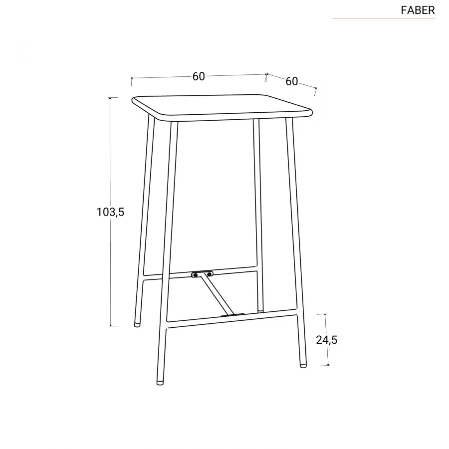 Tavolo alto 60x60 cm in acciaio grigio ghiaccio - Faber