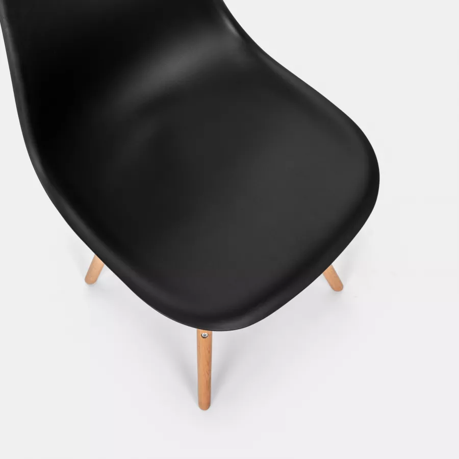 Sedia colore nero gambe in legno con rete metallica - Polar