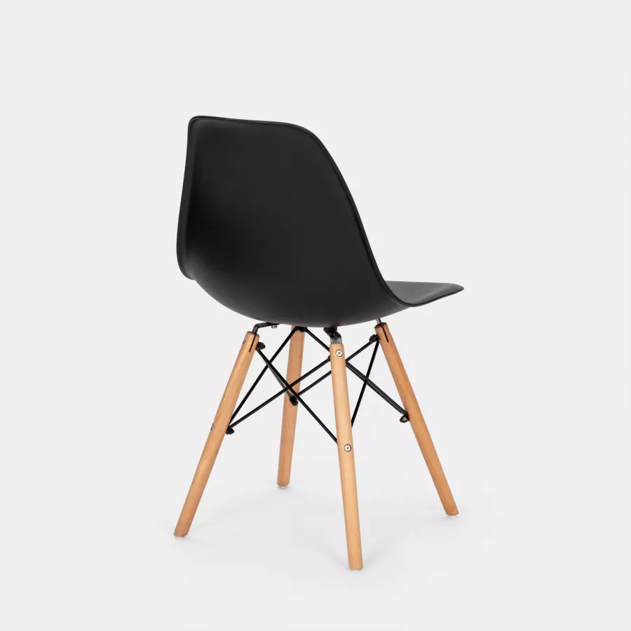 Sedia colore nero gambe in legno con rete metallica - Polar
