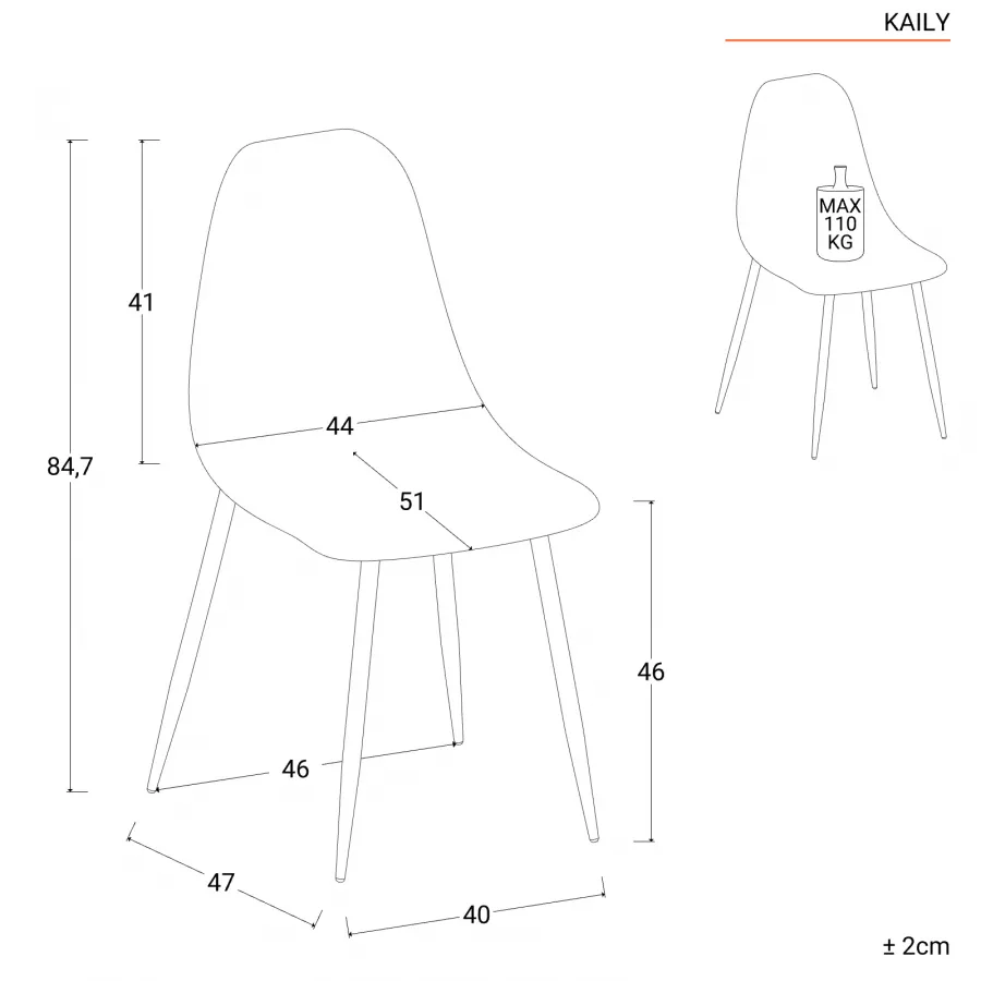 Set 6 sedie in polipropilene bianco con gambe effetto legno - Kaily