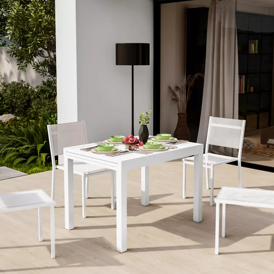 Tavolo da pranzo allungabile 105/210x75 cm in alluminio bianco - Carioca