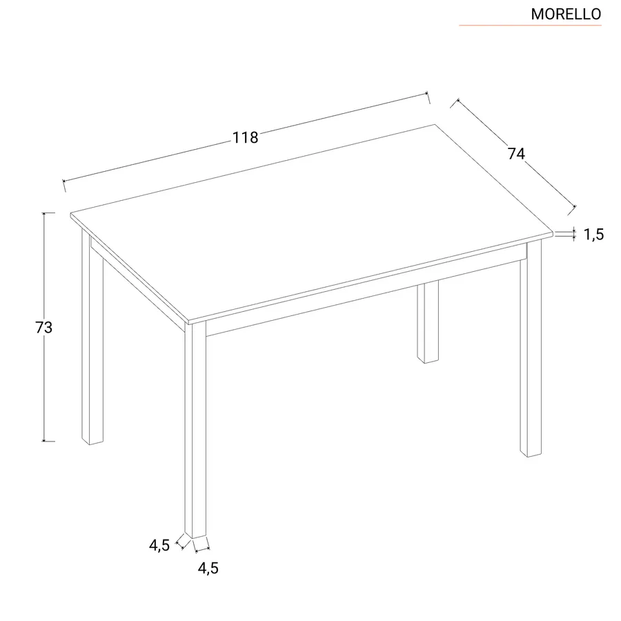 Set Tavolo Da Pranzo Con 4 Sedie LafeuR - Tavolo Rettangolare 110cm E Sedie Con Cuscino, Grigio