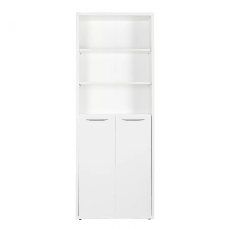 Libreria 82x217h cm bianco lucido con 2 ante e 2 cassetti - Homely office