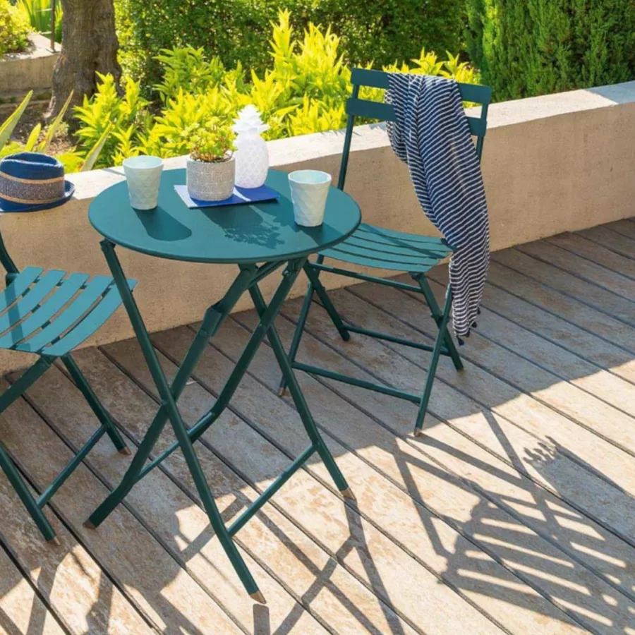 Tavolo da giardino pieghevole Ø 60 cm in acciaio blu pavone - Atelier