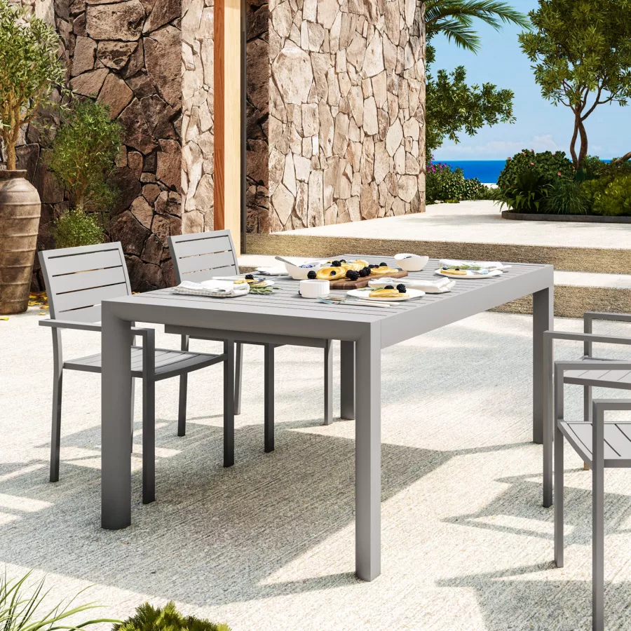 Tavolo da pranzo allungabile 180/240x100 cm in alluminio grigio - Carioca