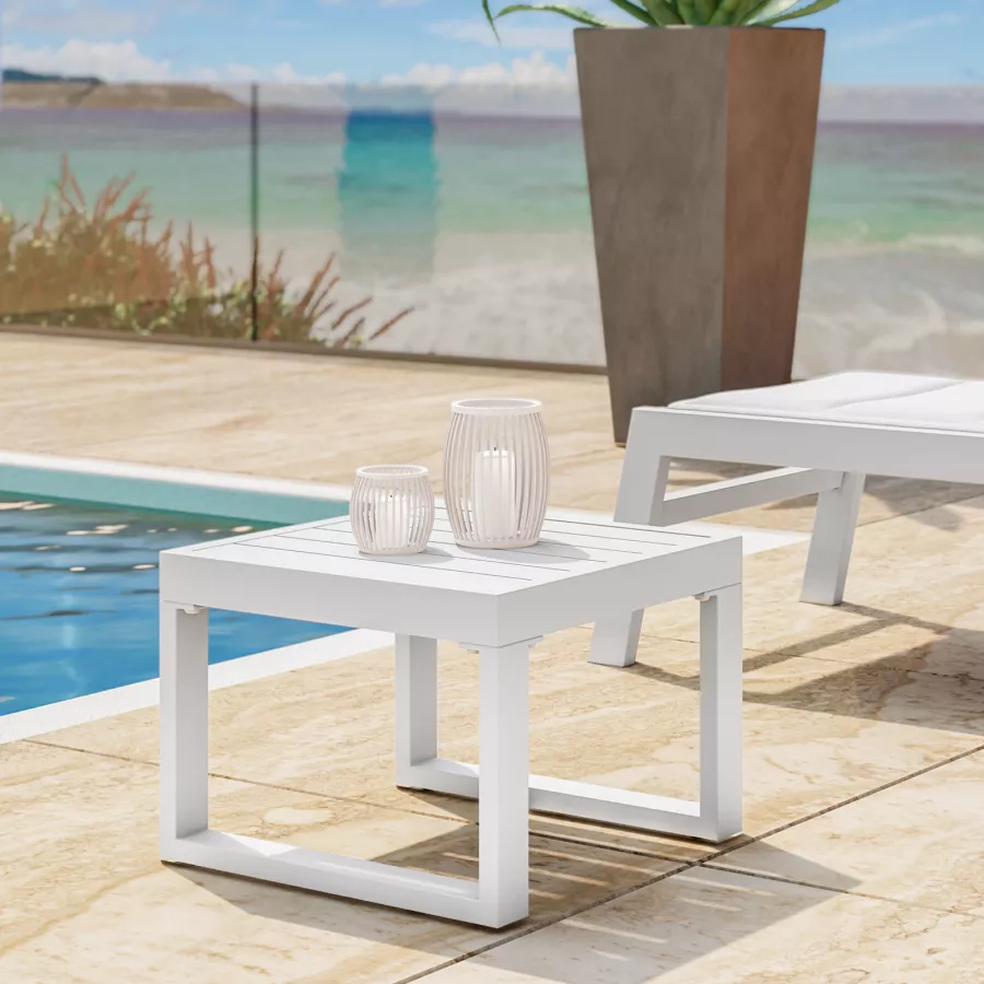 Tavolino in alluminio bianco 43x43 cm – Carioca