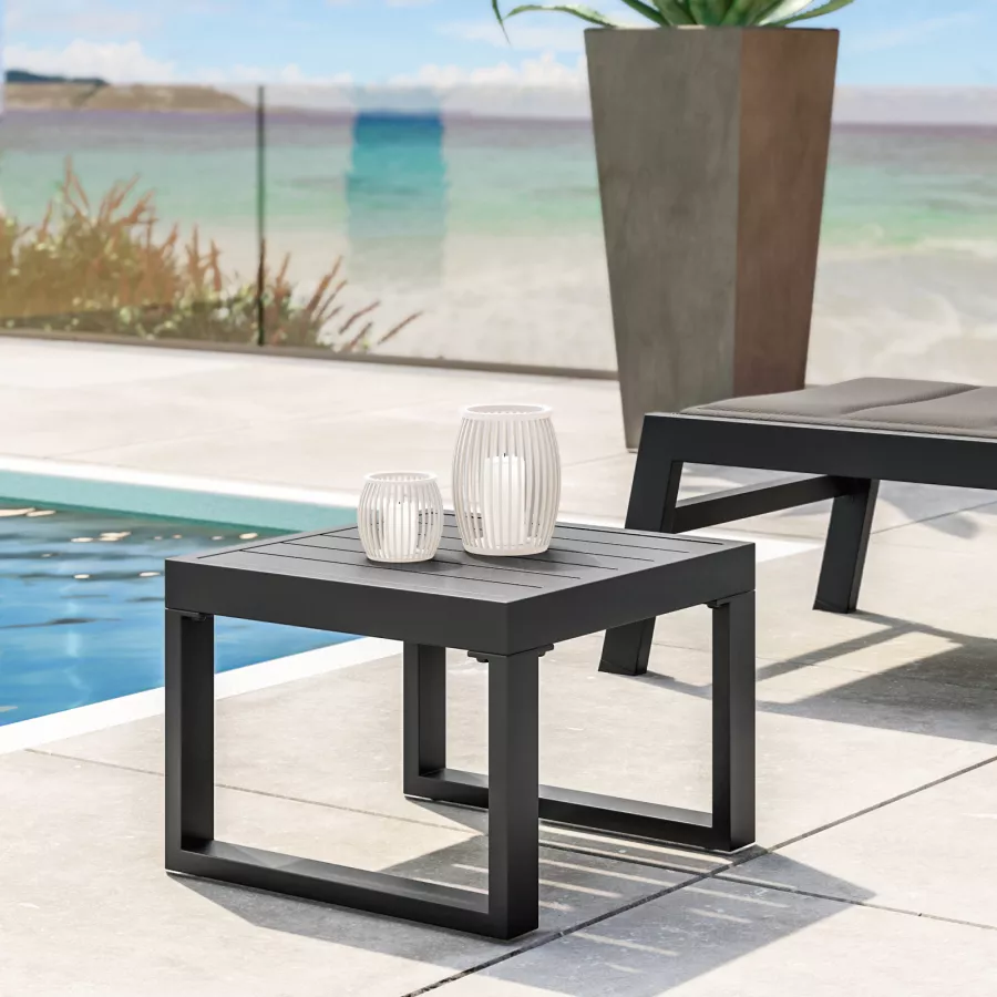 Tavolino in alluminio antracite 43x43 cm – Carioca