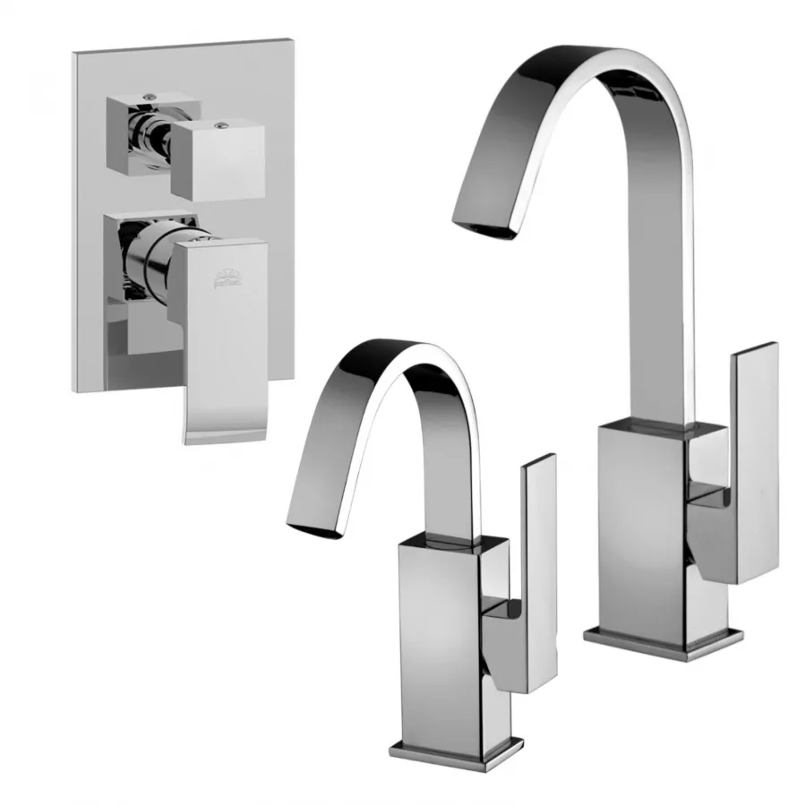 Set Miscelatore Lavabo E Bidet Canna Orientabile Con Incasso Doccia Vie Cromato Elle Di Paffoni