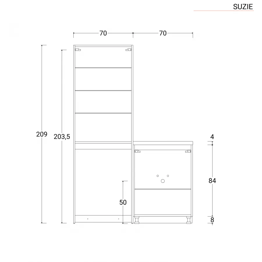 Mobile lavanderia 140 cm con lavabo dx e colonna porta lavatrice bianco e  frassino - Suize