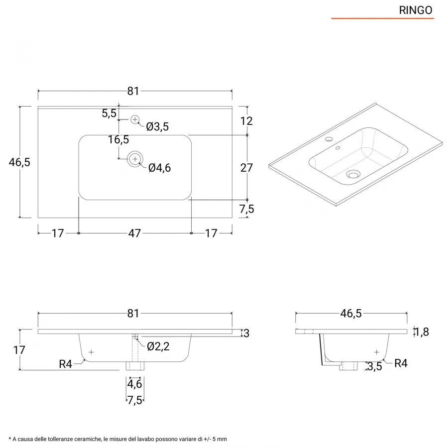 Mobile bagno sospeso 80 cm tortora 1 cassetto con specchio filolucido -  Portland