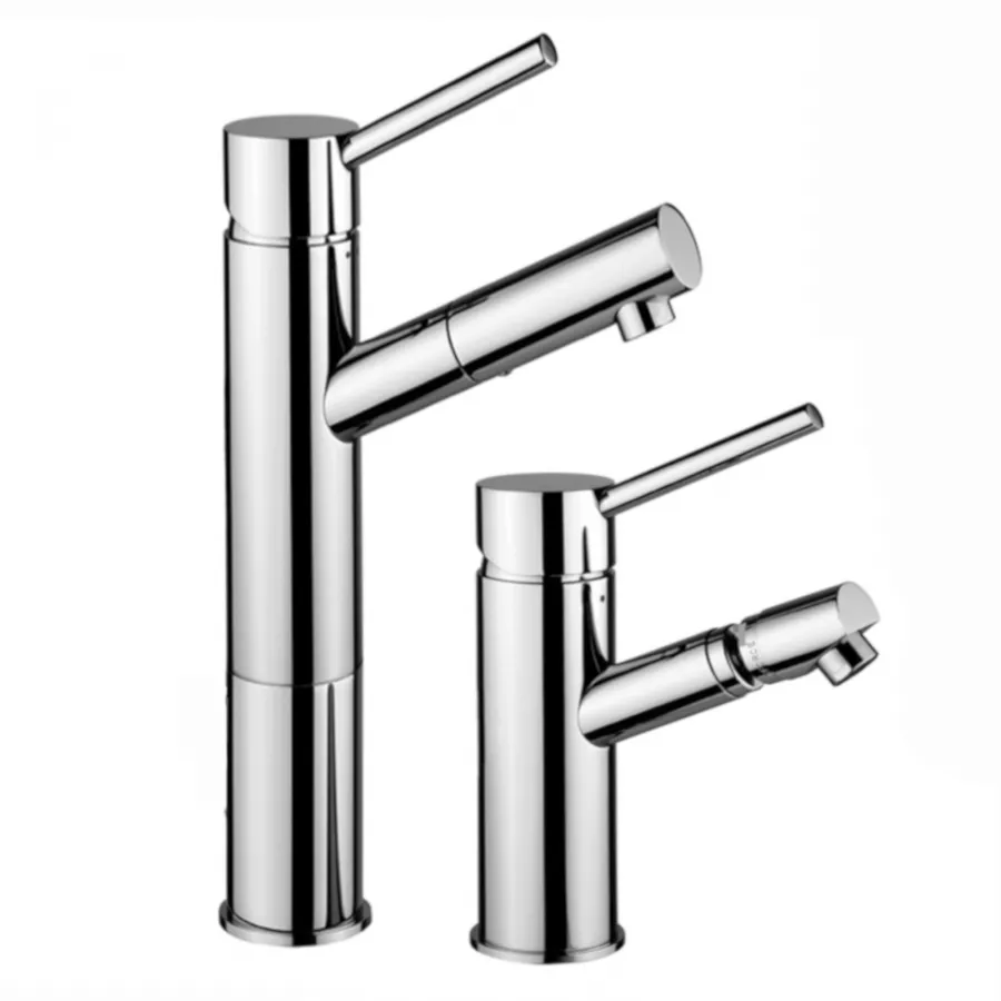 Set Miscelatore Lavabo Prolungato E Bidet Senza Scarico Cromato