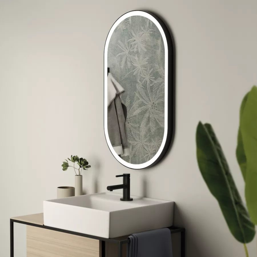 Specchio led 50x90 cm luce naturale con bordo sabbiato e accensione touch -  Franz di Gedy