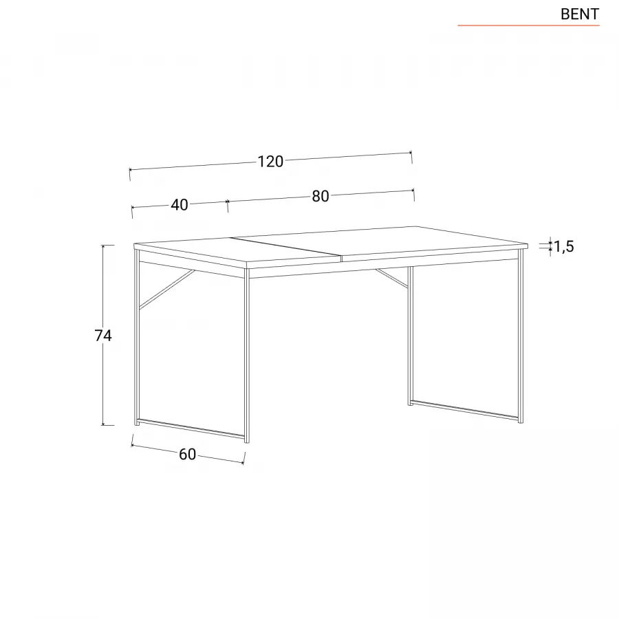 Scrivania 120x60 cm con top in legno nero ed effetto ciliegio e