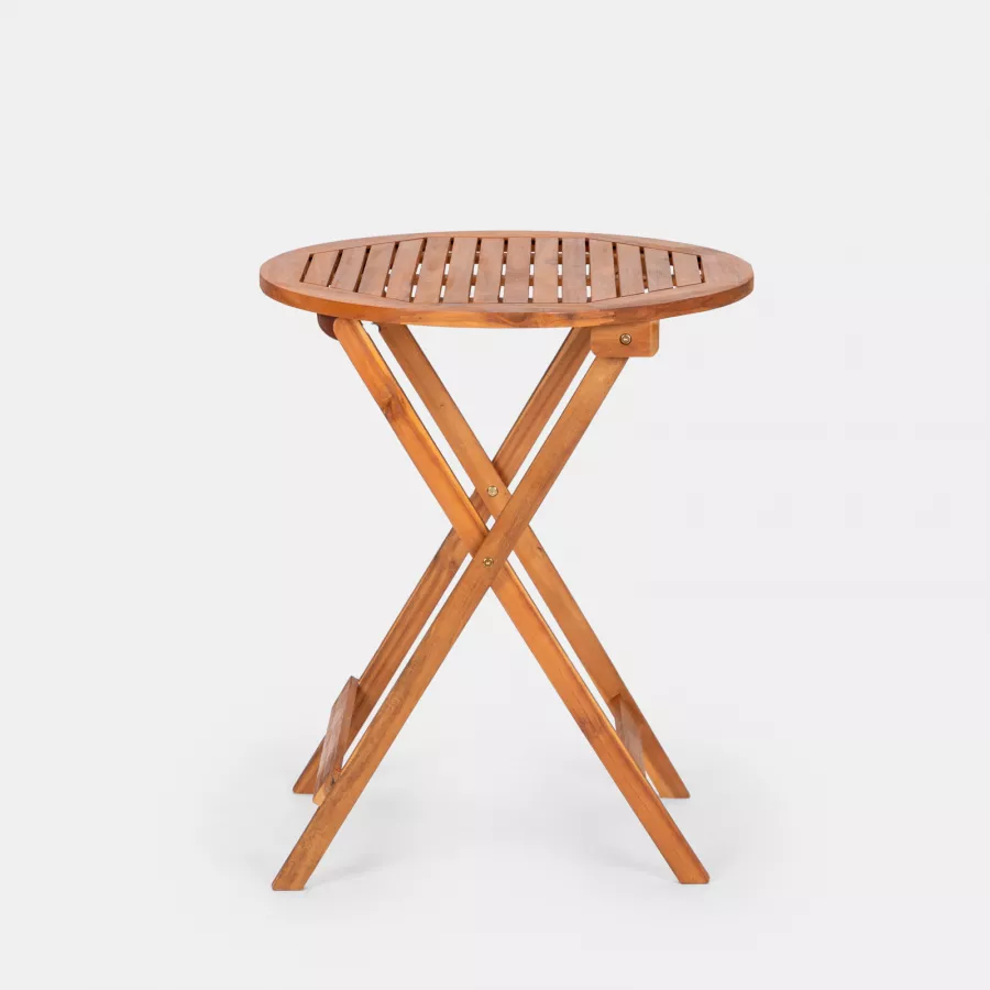 Set bistrot tavolo pieghevole Ø 60 cm e 2 sedie pieghevoli in legno di  acacia - Paja