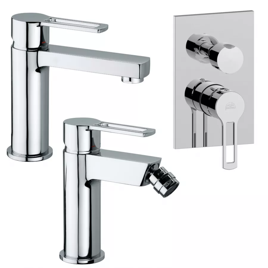 Set Miscelatore Lavabo E Bidet Con Incasso Doccia Uscite Cromato Ringo Di Paffoni