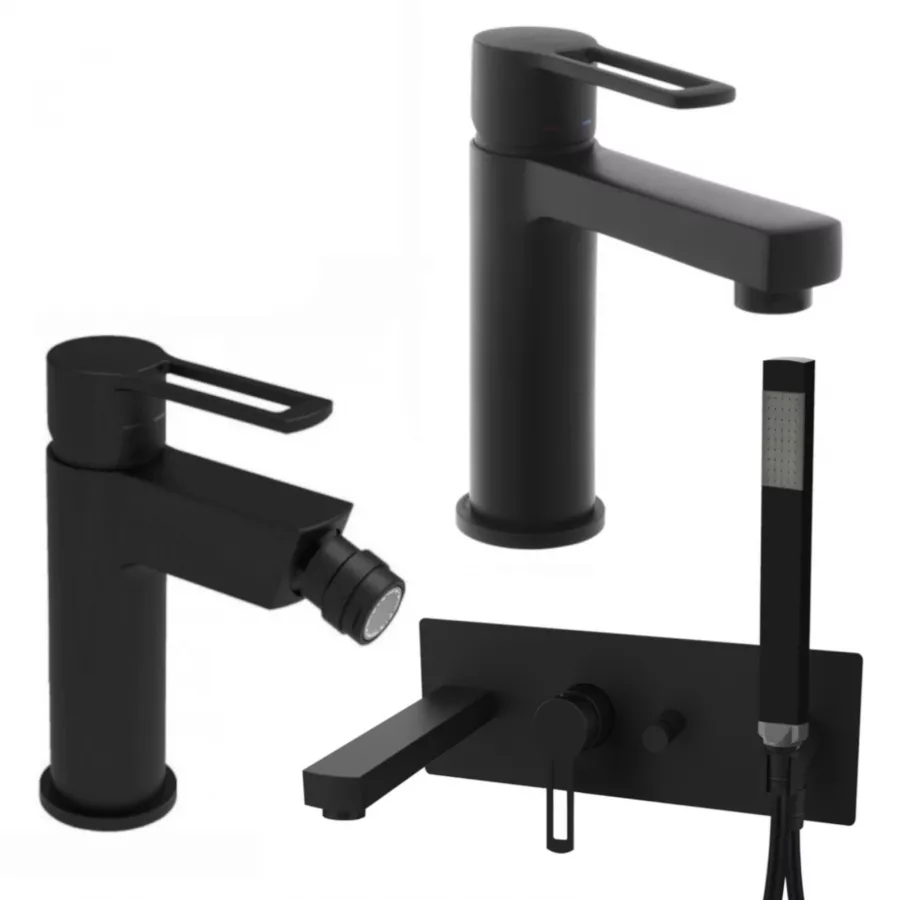 Set Miscelatore Lavabo E Bidet Con Incasso Vasca Nero Opaco Ringo Di Paffoni