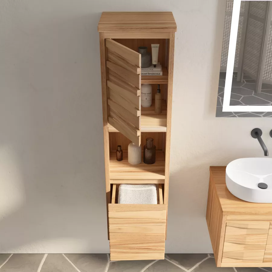 Colonna da bagno 40x140h cm in legno mindi - Herald