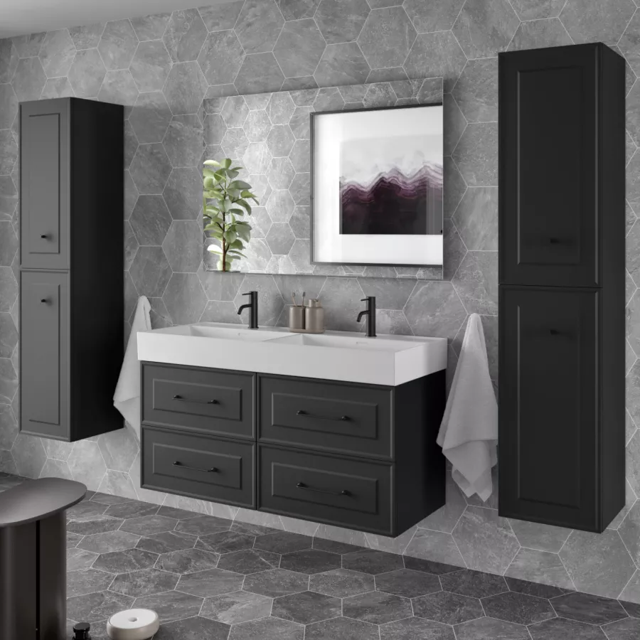 SET MODERNO DI ACCESSORI BAGNO PER LAVABO CON EROGATORE NERO