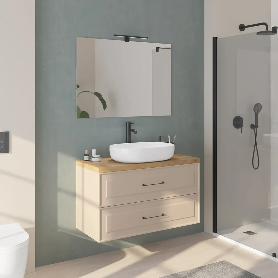 Set Bagno SoBuy Mobile Lavabo+Specchio Naturale - Misure 41x25x52cm - Foto 14