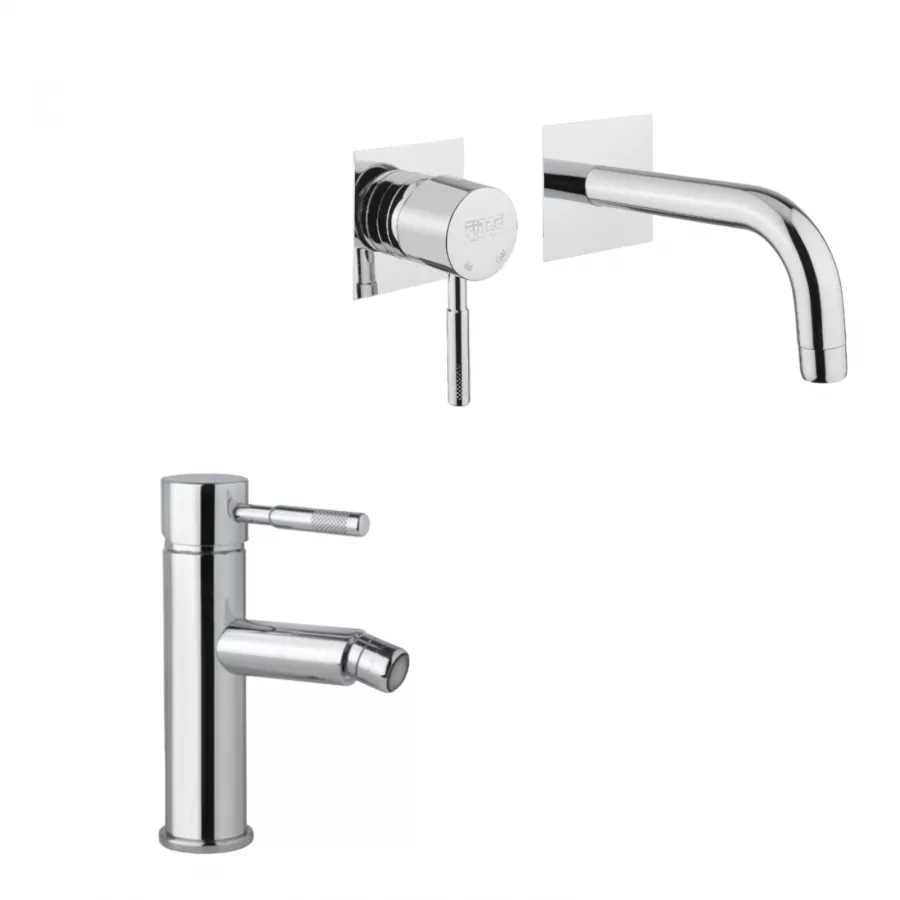 Set Miscelatore Lavabo Incasso A Muro Bidet Con Scarico Click Clack