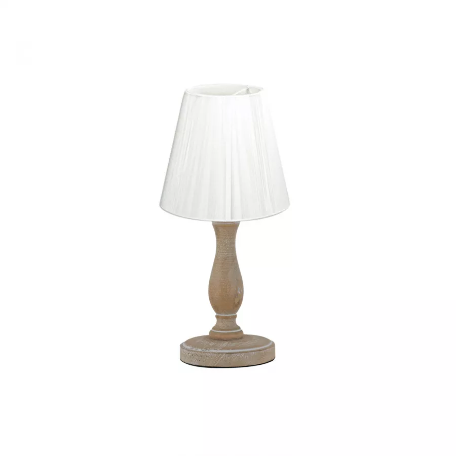 Lampada da tavolo 14x26 cm in legno con paralume bianco