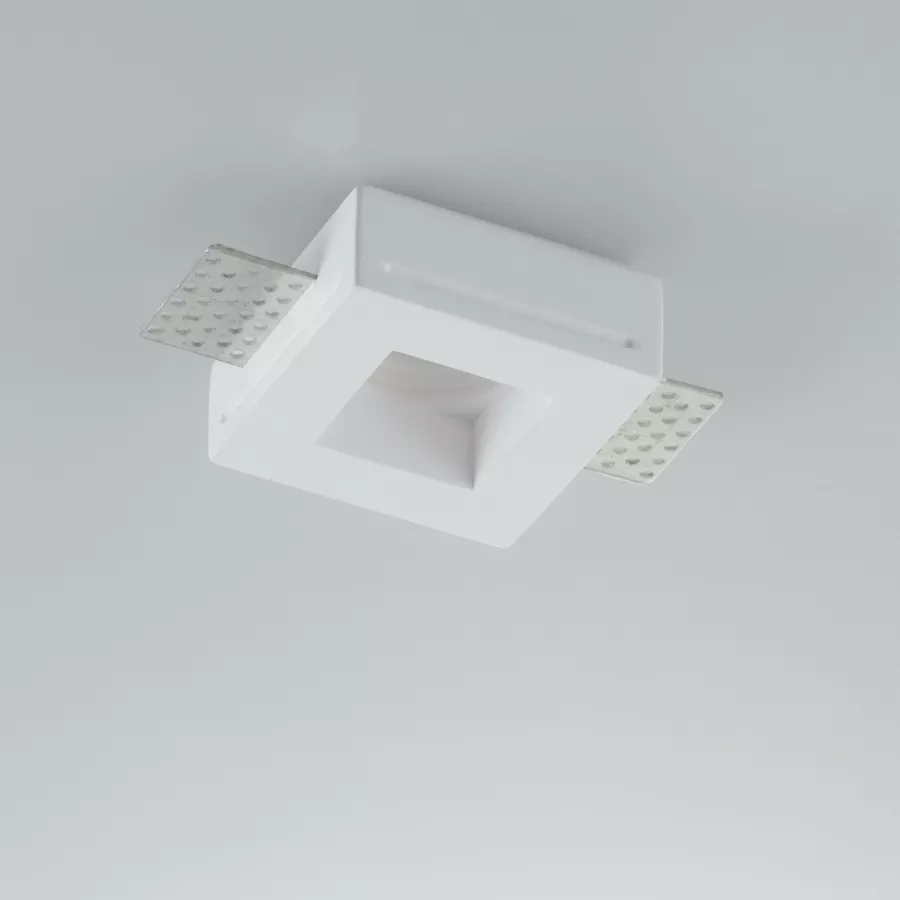 Faretto da incasso quadrato per cartongesso 7x7 cm in gesso bianco