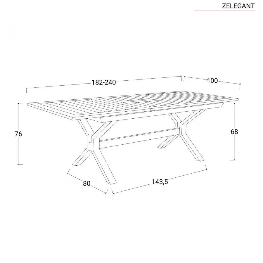 Set pranzo tavolo 180/240x100 cm e 4 sedie in alluminio e textilene grigio  - Carioca