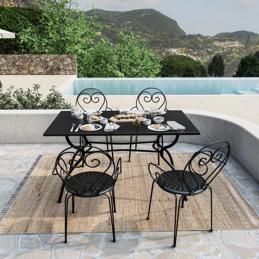 POLY & BARK Enzo - Set Di 4 Sedie Da Pranzo In Legno Massello, Colore Nero - 3