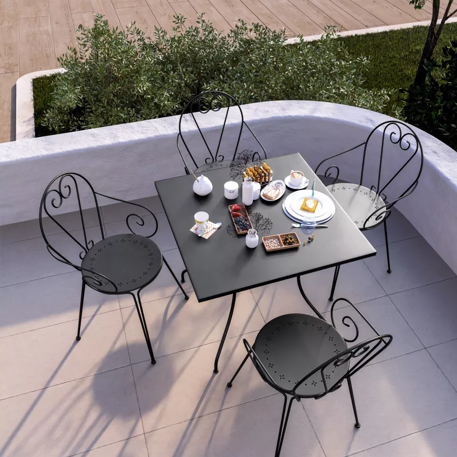 POLY & BARK Enzo - Set Di 4 Sedie Da Pranzo In Legno Massello, Colore Nero - 2