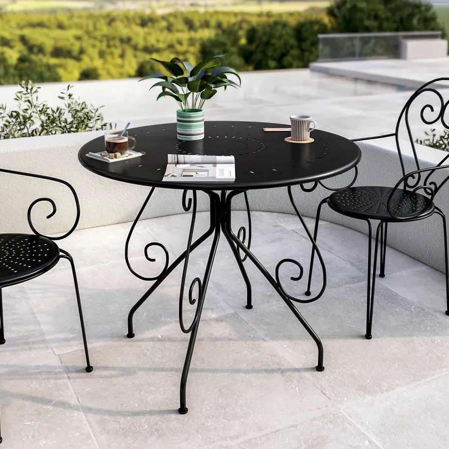 LOKATSE HOME 4 Sedie In Ferro Battuto Blu Con Cuscini Per Esterno - Set Da Pranzo Per Giardino, Balcone E Cortile