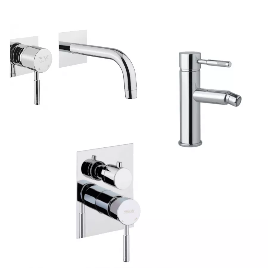 Set Miscelatore Lavabo Incasso A Muro Bidet Incasso Doccia Vie Cromato Xenon Di Fiore