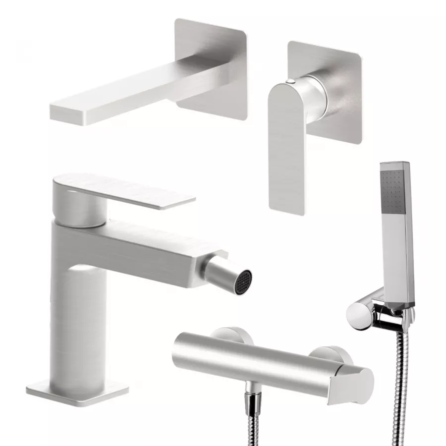 Set Miscelatore Incasso Lavabo 20 Cm Con Bidet Ed Esterno Doccia Steel ...