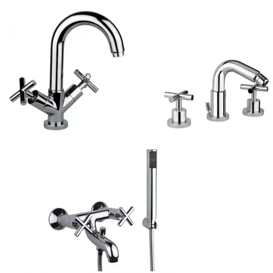 Set miscelatore lavabo + bidet 3 fori + vasca con duplex cromato - XT di  Fiore Rubinetterie