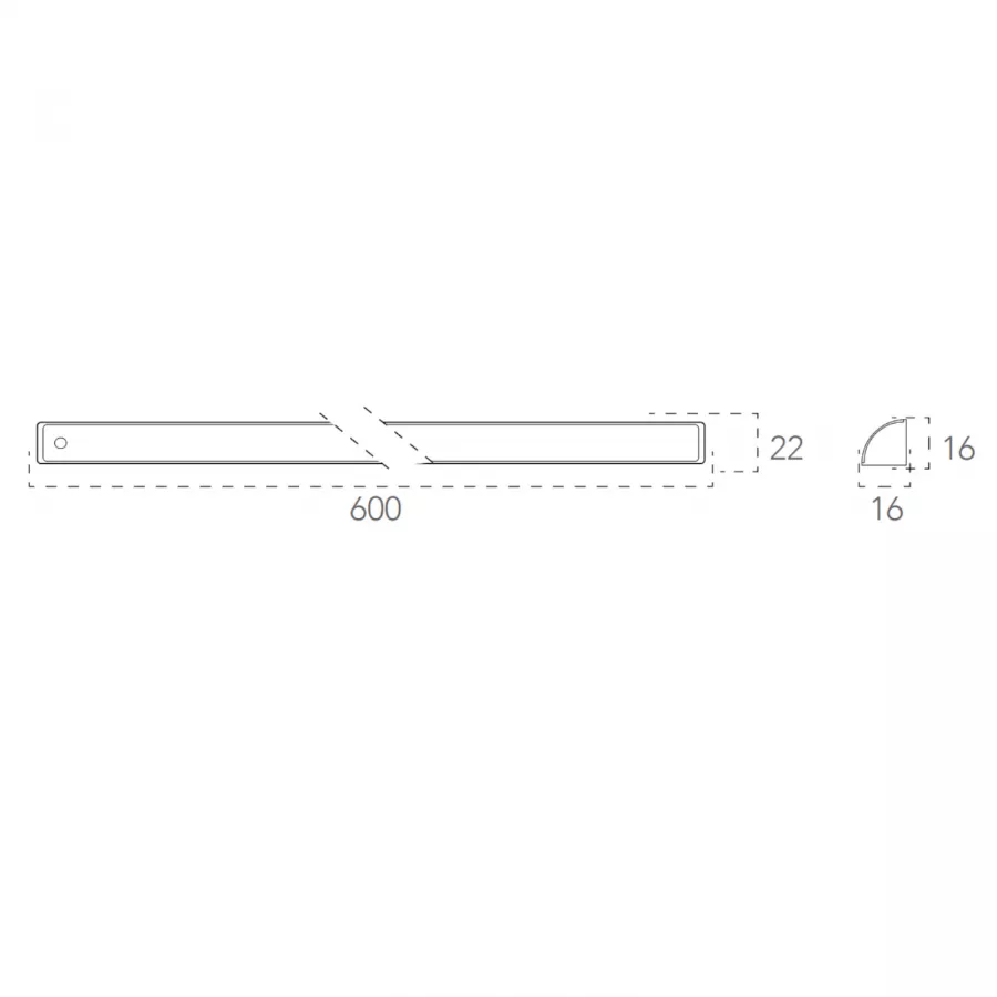 Sotto pensile led angolare 60 cm in alluminio nickel