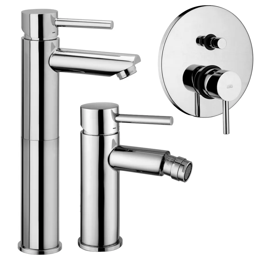 Tris Rubinetto Bagno Cromato - Miscelatore Lavabo + Bidet + Vasca Con Deviatore | Finitura M Cromata - Foto 9
