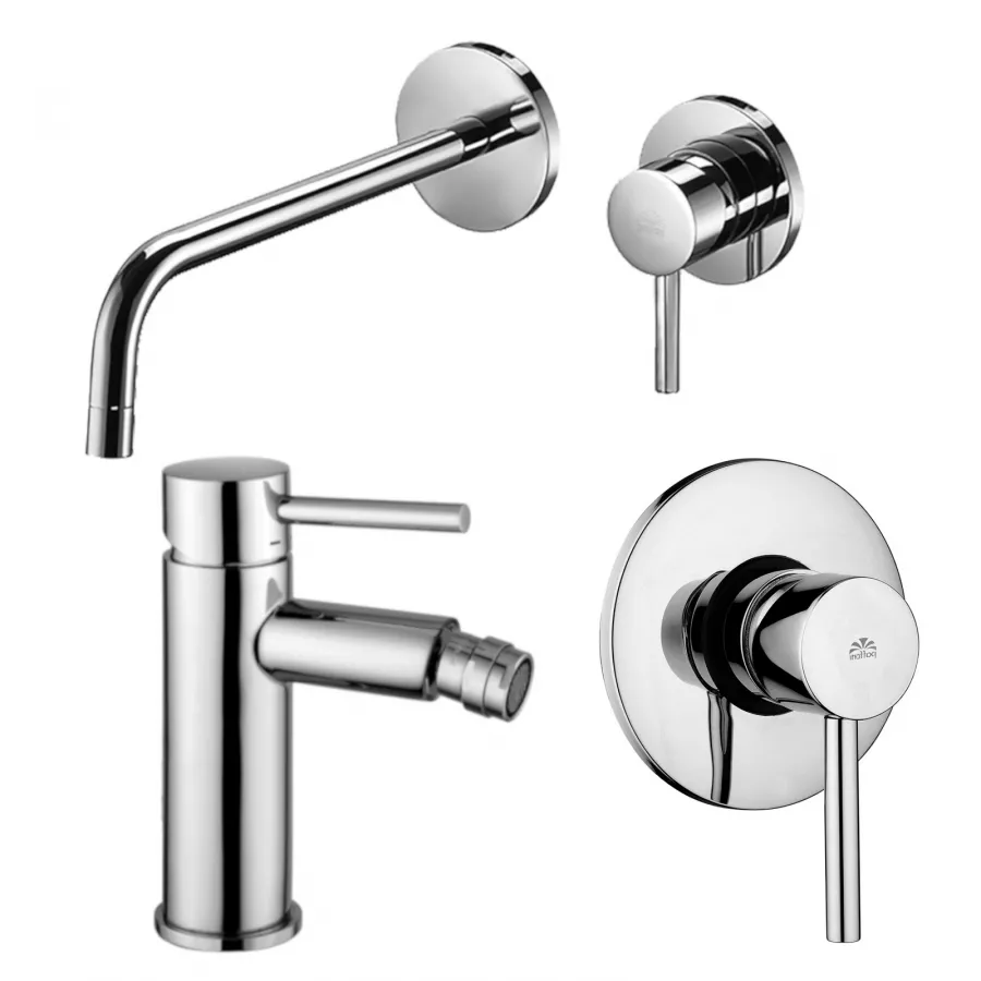 Set Miscelatore Lavabo Cm Bocca Cm Con Bidet Ed Incasso Doccia Monocomando Cromato