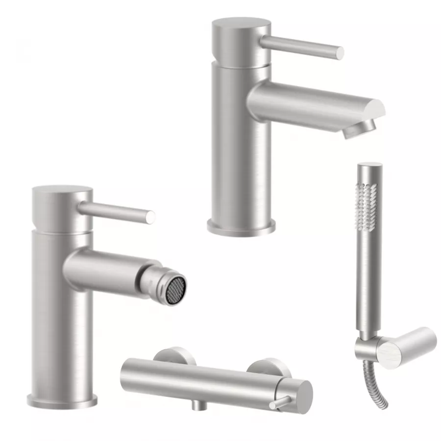 Set Miscelatore Lavabo E Bidet Con Esterno Doccia Steel Looking Stick Di Paffoni