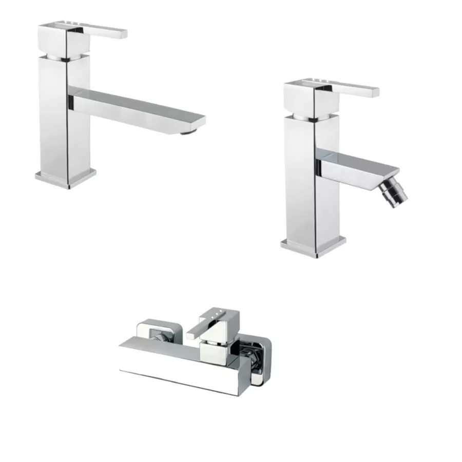 Set Miscelatore Lavabo Canna Lunga Bidet Doccia Esterno In Ottone Cromato Xs Sky Di Fiore