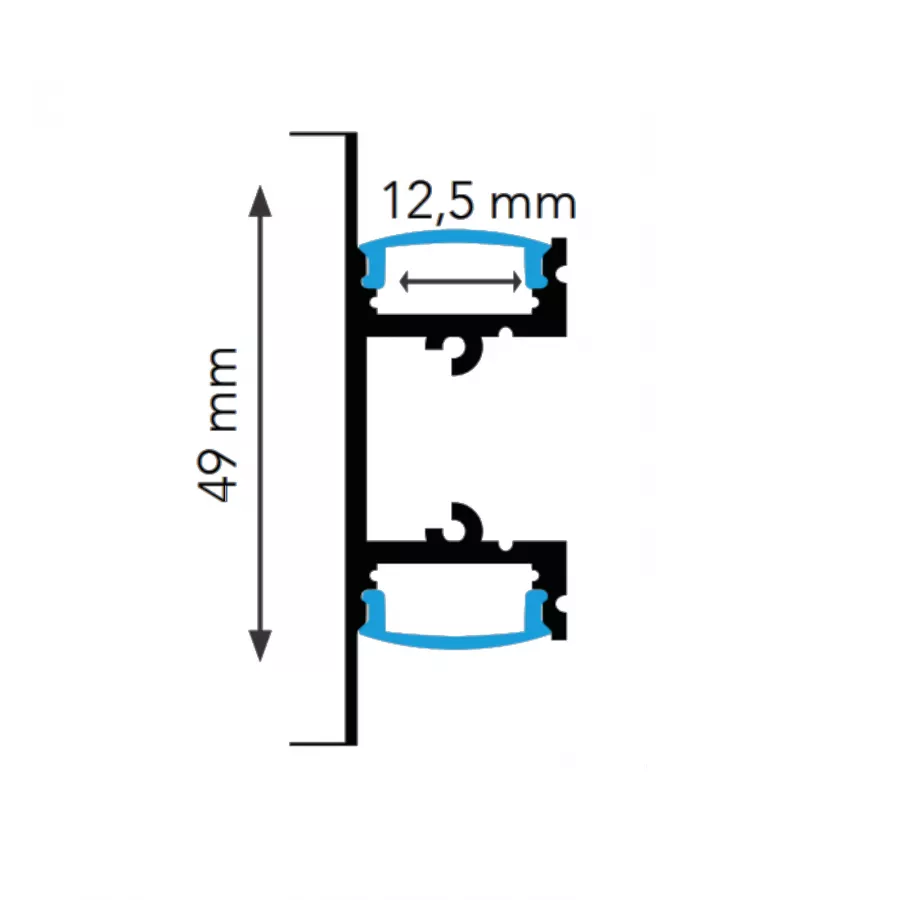 Profilo in Alluminio Bianco · Bi-Emissione · 2m · Sezione 17,7x32mm · Con 2  diffusori satinati - Profili in alluminio per Strisce LED - Illuminazione