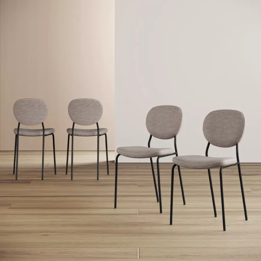 Connubia Sedie Abby In Polipropilene Riciclato | Set 4 Pezzi Colore Tortora Opaco | Design Monoscocca
