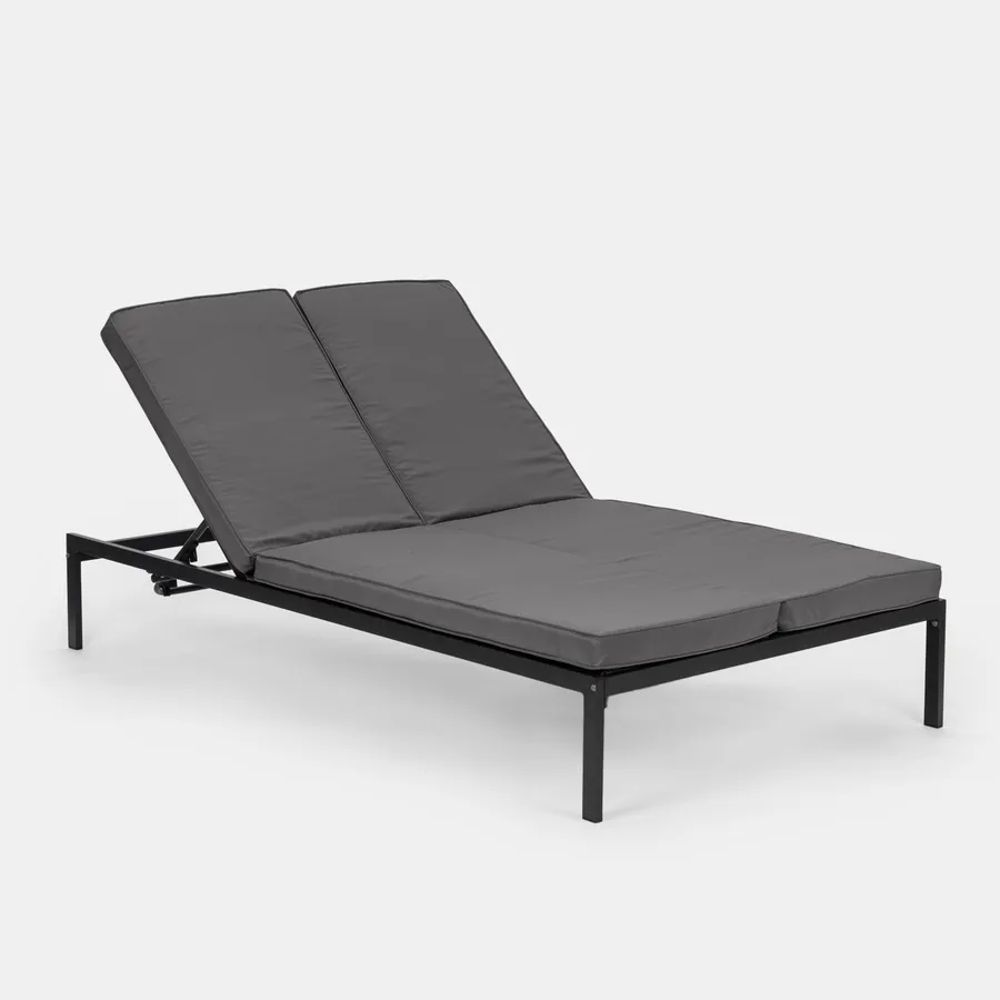 Lettino Prendisole Pieghevole Con Parasole Regolabile – Struttra In Alluminio, Textilene Impermeabile UV, Portata 110 Kg, Grigio