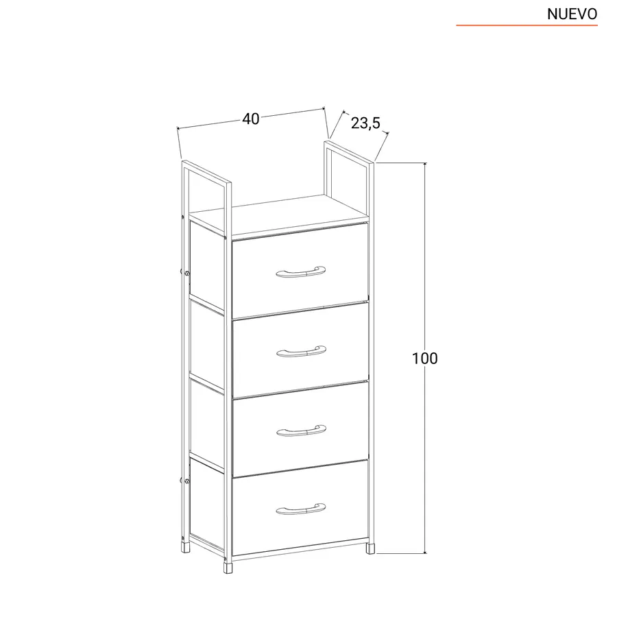 MARK - Cassettiera Con 4 Cassetti E 2 Ante - Credenza Per Camera Da Letto Antracite Bianco Opaco H85cm L120cm P35cm