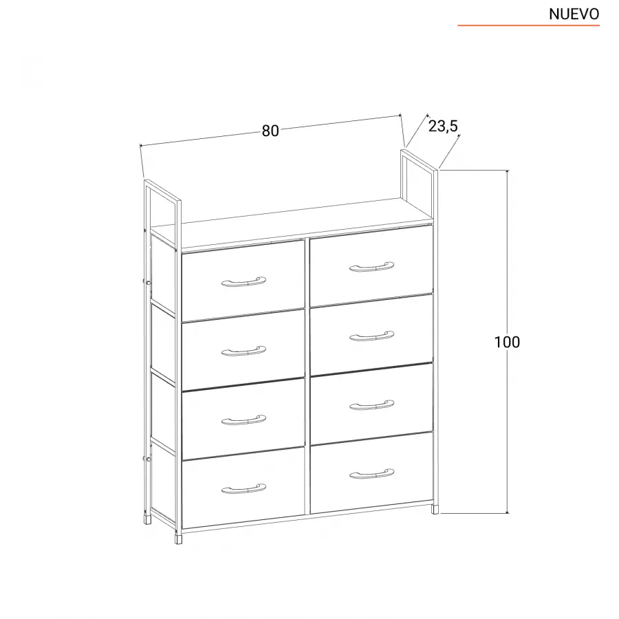 KIT CASSETTIERA 5 CASSETTI ROVERE cm.80x111x45h.