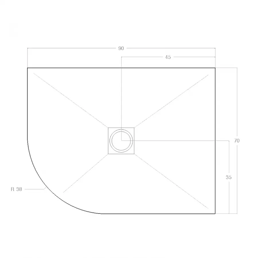 Piatto doccia semicircolare dx 70x90 cm bianco effetto pietra riducibile -  Liat