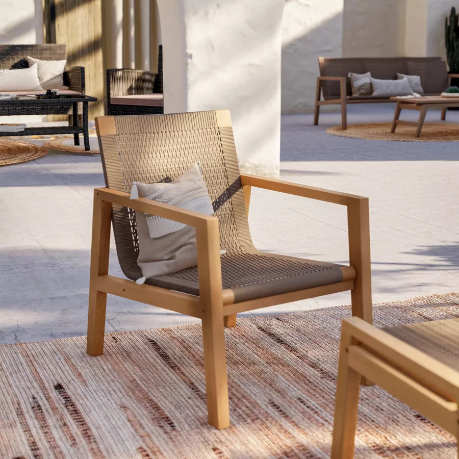 Set Tavolo E Sedie Da Giardino Per Esterno In Legno Resistente Di Teak Cm 160 240 X 90 X 77 H Con 6 Sedute 83018537
