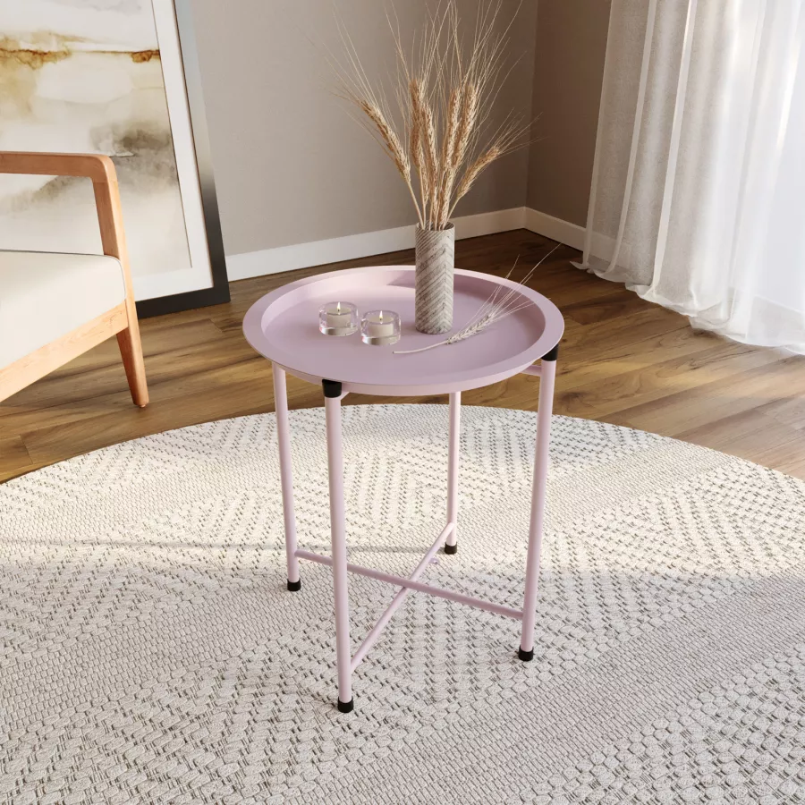 Tavolino pieghevole 47 cm in metallo lilla - Kintri