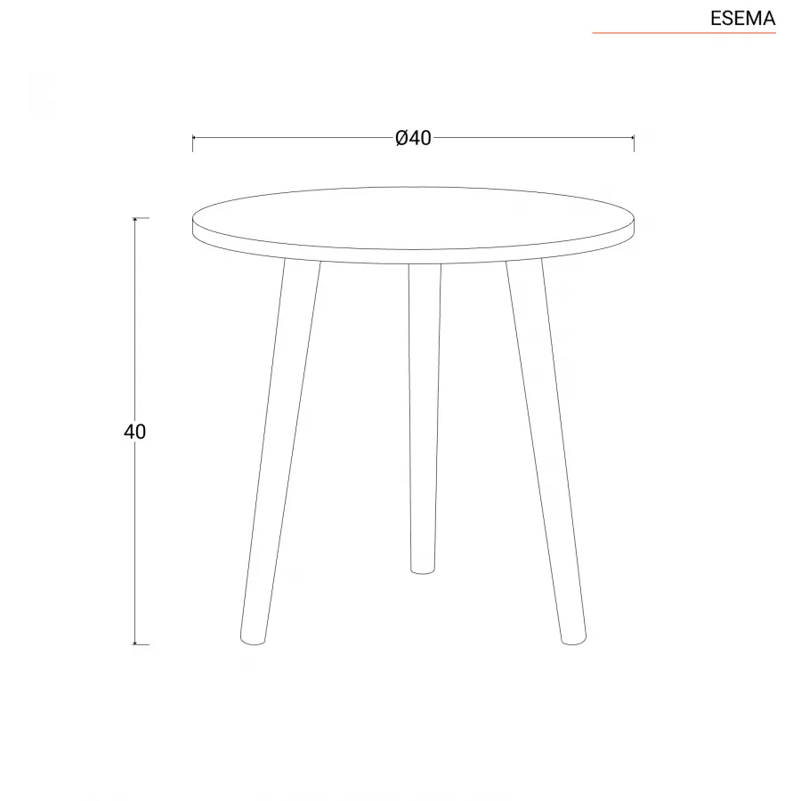 Tavolino 40x40h cm giallo zafferano con gambe in legno - Esema