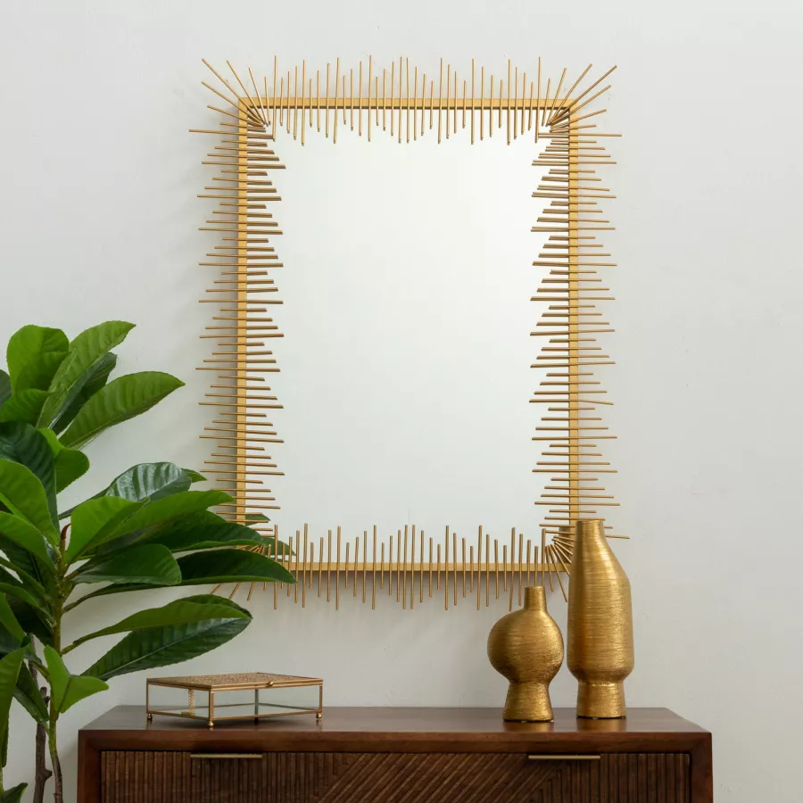 Specchio decorativo 90 cm con cornice in metallo oro - Stylia