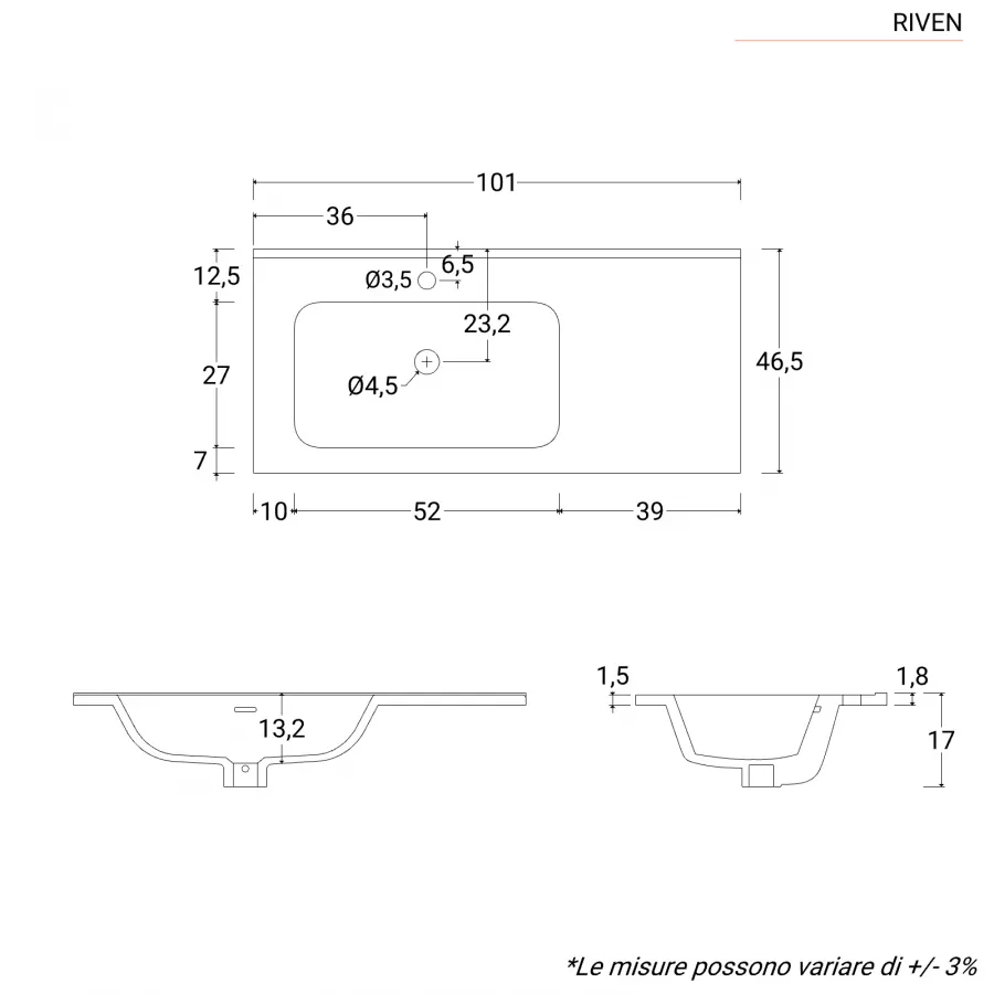 Mobile bagno sospeso 100 cm bianco opaco con lavabo integrato e specchio -  Riven